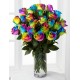 Twenty Rainbow Rose in Vase