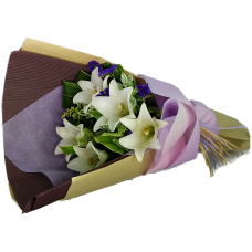 Five Steamed White Color Lily Bouquet Valentines Day