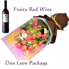 Birthday Flowers and Red Wine Package